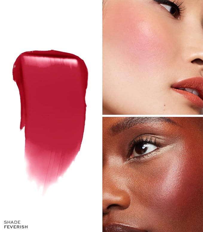 MAKE Beauty Heat Stroke Cream Blush Stick for Cheeks with Natural Hydrating Dewy Finish. Creamy Gel Blush Balm - Shade Feverish, Classic Red Cheek Tint-VivaGrace Women