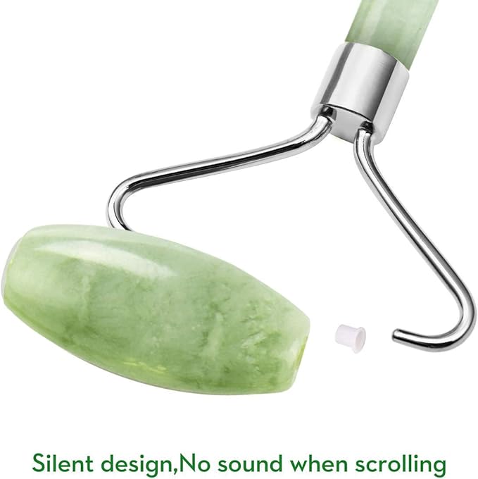 kimkoo Jade Roller and Gua Sha for Face-3 in 1 Kit with Facial Massager Tool,100% Real Natural Jade Stone Anti Aging,Face Beauty Set for Eye Anti-Wrinkle-VivaGrace Women