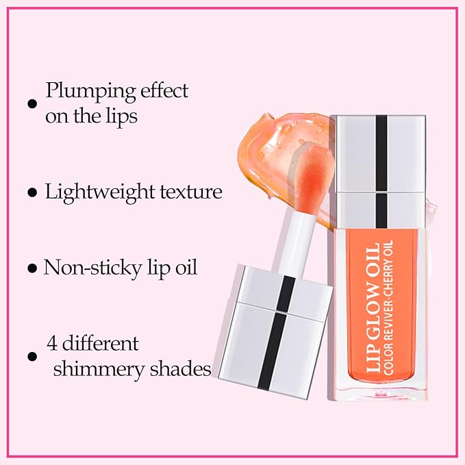 Boobeen Hydrating Lip Oil, Clear Lip Gloss Plumper, Lip Balm for Dry Cracked Lips,Long Lasting Lip Moisturizer Oil for Smoother Lip-VivaGrace Women
