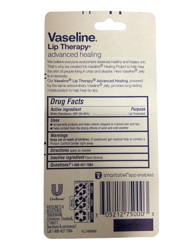 Vaseline Lip Therapy Petroleum Jelly Advanced - 0.35 oz Each/Pack of 3-VivaGrace Women