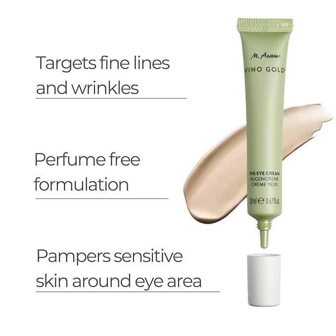 M. Asam VINO GOLD Eye Cream (0.67 Fl Oz), Eye Care Against Dark Circles For A Smoothed Eye Area, Anti-Aging Dark Circles Under Eye Treatment, With Caffeine & Hyaluronic Acid, Under Eye Cream-VivaGrace Women