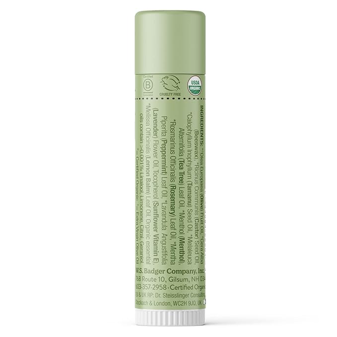 Badger - Herbal Lip Balm, Tea Tree & Lemon, Certified Organic Lip Balm, Fair Trade, Herbal Lip Care, 0.15 oz (4 Pack)-VivaGrace Women