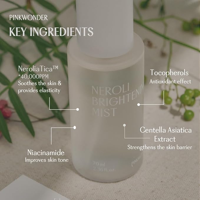 PINKWONDER Neroli Mist 2.36oz (70ml), Hydrating Facial Spray with Neroli & Jojoba Oil, Glowing and Radiant Skin, Antioxidant, Korean Skincare-VivaGrace Women