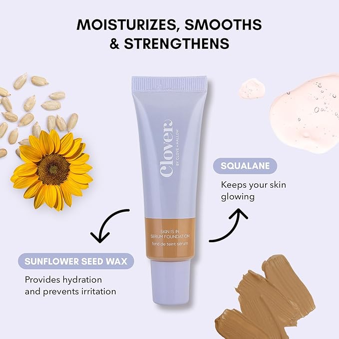 Clover Skin Is In Serum Foundation | Hydrating Face Serum, Lightweight Foundation, Cruelty-Free & Vegan | With Squalane And Sunflower Seed Wax | 30 ml - Shade 07 (Medium)-VivaGrace Women