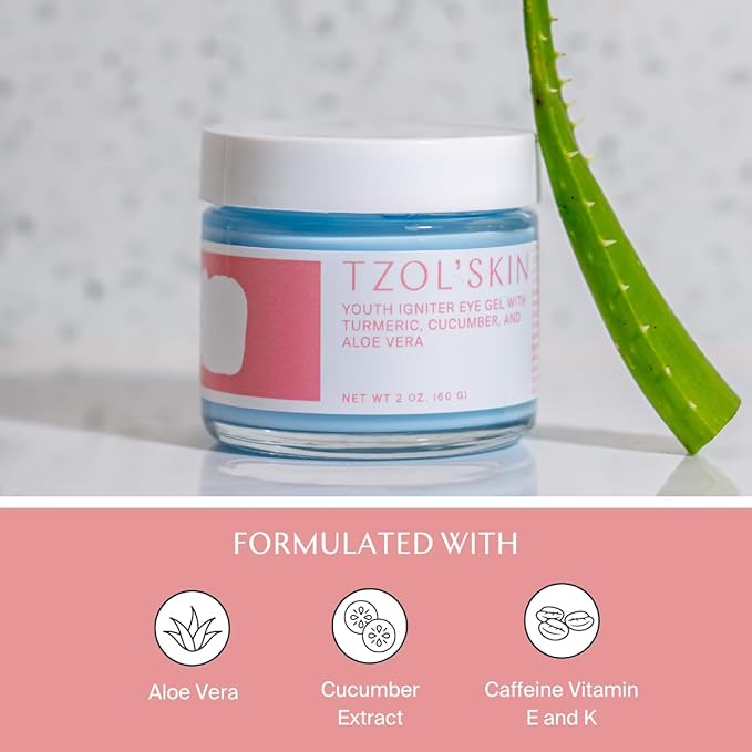 TZOL’SKIN - Youth Igniter Eye Gel - For Tired Eyes - Reduces Look of Puffiness, Fatigue & Dark Circles - Hydrating & Smoothing - Caffeinated - No Paraben, Silicones & Sulfates - Vegan - Cruelty Free-VivaGrace Women