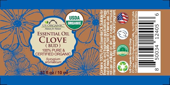 US Organic 100% Pure Clove Bud Essential Oil - USDA Certified Organic, Steam Distilled (10 ml)-VivaGrace Women