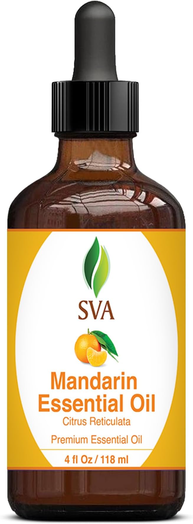 SVA Mandarin Essential Oil – 4 Fl Oz – 100% Natural Mandarin Oil - for Diffuser, Hair Care, Face, Skin Care, Aromatherapy, Scalp and Body Massage, Soap and Candle Making – with Dropper-VivaGrace Women