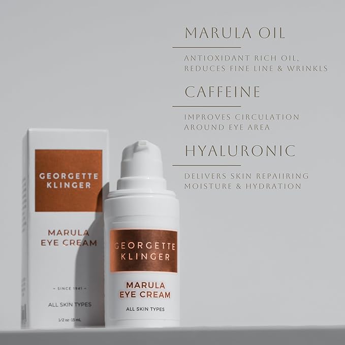 Georgette Klinger Marula Eye Cream - Anti-Aging, Caffeine-Infused Gentle Formula - Reduces Redness, Puffiness, and Dark Circles, while Hydrating and Brightening Skin - 1/2 oz-VivaGrace Women
