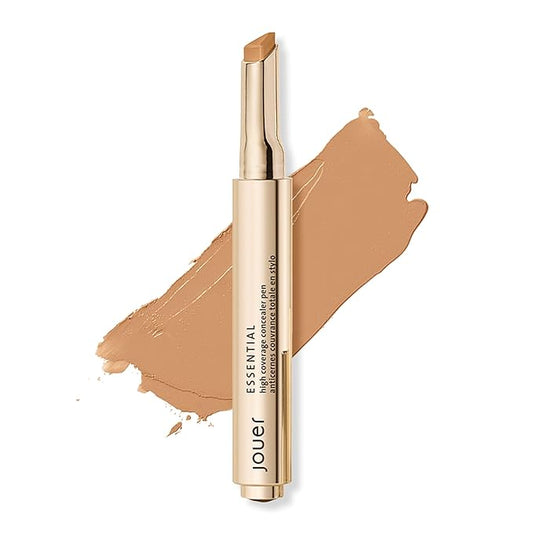 Jouer Essential High Coverage Concealer Pen - Under Eye Concealer for Dark Circles - Brightening Makeup for Eye Circles - Color Corrector Eye Primer with Hyaluronic Acid and Vitamin E-VivaGrace Women