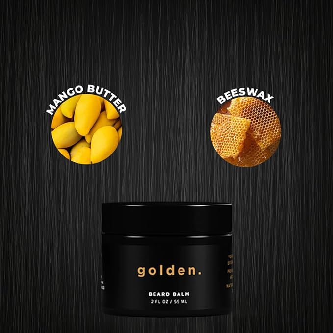 Golden Grooming Co. Beard Balm for Men - Strengthens & Softens Beards and Mustaches - Adds Shine & Tames Flyaway Hair, Beard Styling Balm with Argan Oil - Peppermint Scent - 2 Ounce-VivaGrace Women