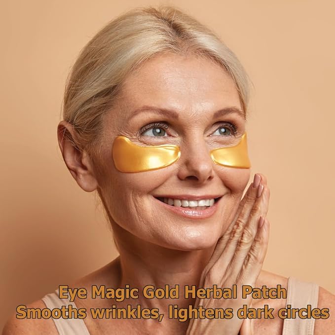 Eye Magic Gold Under Eye Gel Patch (20 Pairs) Herbal Cooling Eye Skincare Treatment for Puffy Eyes, Dark Circles, Fine Lines, Wrinkles USA Tested-VivaGrace Women