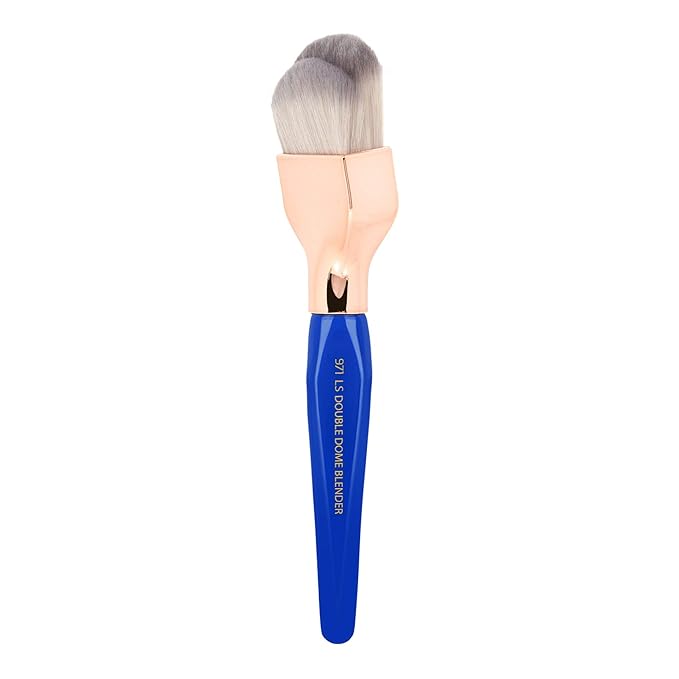 Bdellium Tools Professional Makeup Brush - Golden Triangle 971 Large Slanted Double Dome Blender - With All Vegan and Soft Synthetic Fibers, For Foundation Application & Blending (Blue, 1pc)-VivaGrace Women
