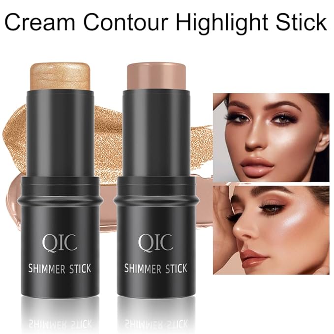 Face Sticks Trio, Blush Stick, Contour Stick, Highlighter Makeup Stick, Cream Blush Stick for Cheeks, Eyes and Lips, Facial Repair Bronzer Shading Stick, Smooth Shimmer Face Highlighter Wand-VivaGrace Women