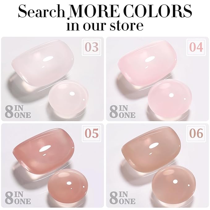 Double Rhythm Clear Gel Nail Polish 15ml Nail Strengthener in a Bottle Nail Extension Hard Gel Soak Off Long Lasting UV Gel (Light Nude 8 in 1-6)-VivaGrace Women