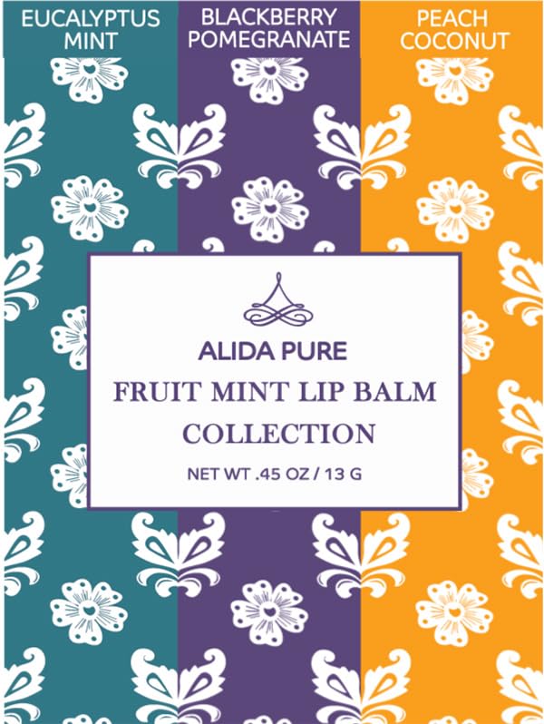 Fruit Mint Lip Balm Collection, Vegan Lip Balm Set, Bees Wax Free, Coconut Oil Free, Avocado Oil, Organic Jojoba Oil, Vitamin E, Natural Moisturizer For Dry Cracked Lips, 3 Tube Set-VivaGrace Women