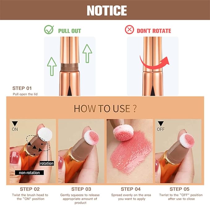 Go Ho Liquid Blush Beauty Wand,Soft Cream Blush Makeup,Liquid Blush for Cheeks Contouring with Cushion Applicator,Easy to Blend & Long Lasting & Smooth Natural Dewy Finish,01# Bliss Pink Blush Liquid-VivaGrace Women