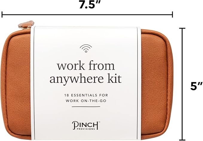 Pinch Provisions Work from Anywhere Kit, Includes 18 Essentials to Help You Stay on Task, Must-Have Essentials, Compact Multi-Functional Double-Pocket Vegan Leather Pouch-VivaGrace Women