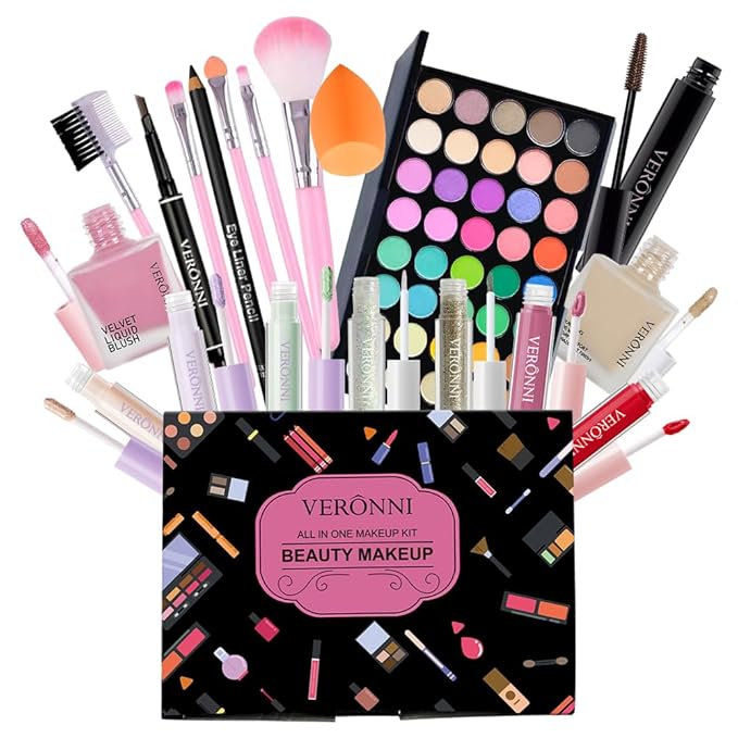 Makeup Kit for Women Full Kit, All in one makeup kit with Eyeshadow Eyeliner Eyebrow Lip Gloss Face Makeup & Brushes Full Starter Cosmetics Set For Girls & Teens (Set A)-VivaGrace Women