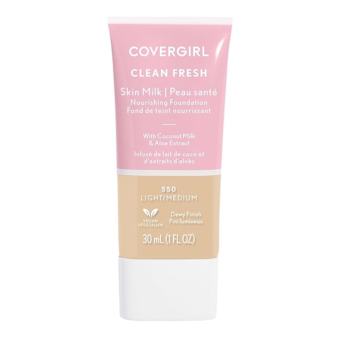 COVERGIRL, Clean Fresh Skin Milk Foundation, Light/Medium, 1 Count (packaging may vary)-VivaGrace Women