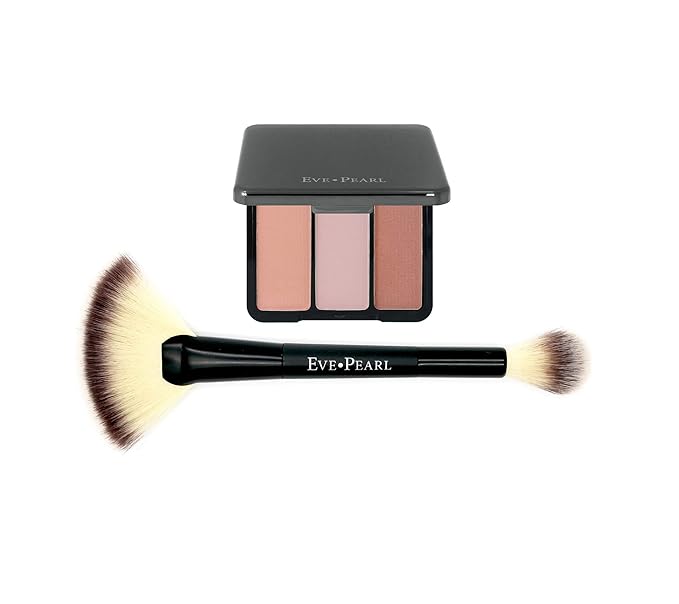 EVE PEARL Blush Trio Blush Palette Long Lasting Skincare Makeup And Dual 204 Fan Highlighter Hypoallergenic Brush Set Make up Kit- Sweet Cheeks-VivaGrace Women