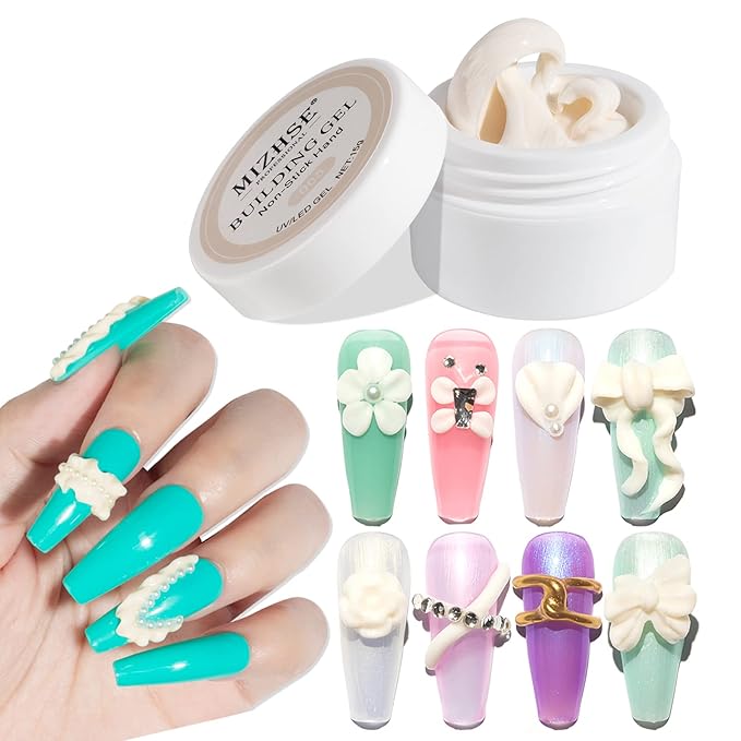 MIZHSE Solid Builder Gel, Milky White Sculpting Gel for Nail, Non-Sticky Hand 3D Nail Art Building Carving Modeling Hard Nail Extension Soak Off Nail Art Salon Manicure Home 15g-VivaGrace Women