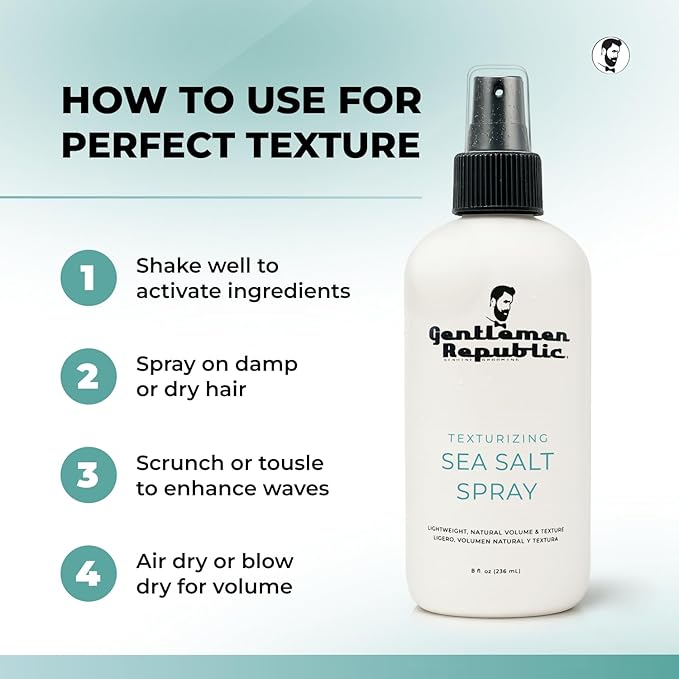 Gentlemen Republic Sea Salt Spray for Men & Women – Hair Texturizing Spray with Dead Sea Salt, Vitamin E & Kelp – Adds Volume & Texture – Lightweight Texturizing for Hair Men – 8 oz-VivaGrace Women