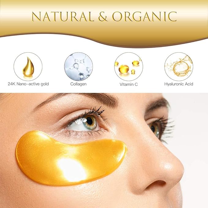AVJONE 24K Gold Eye Mask - Puffy Eyes and Dark Circles Treatments – Relieve Pressure and Reduce Wrinkles, Revitalize and Refresh Your Skin -16 Pairs-VivaGrace Women