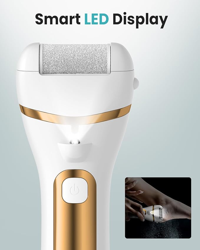 PUBOO Foot Callus Remover Electric 10000 RPM 3-Speed IPX7 Rechargeable Pedicure Kit for Hard Skin Women & Men. Portable Multi-Roller File Grinder Sander Scrubber with LED Display for Wet & Dry Feet-VivaGrace Women
