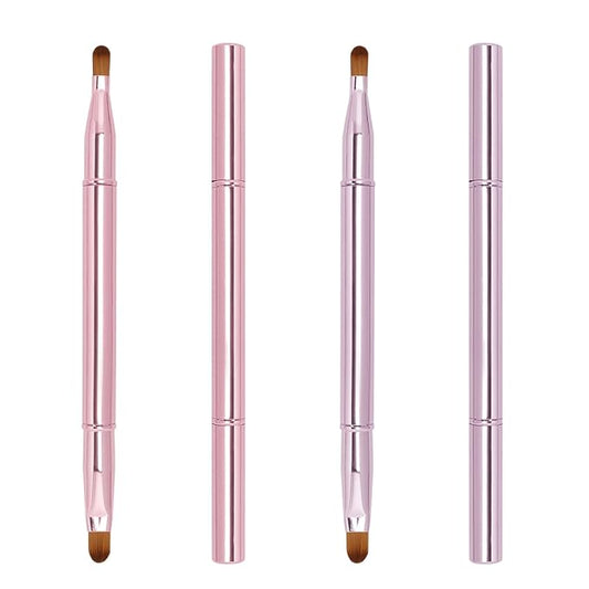 Unaone 2 Pack Lip Brush for Lipstick, Dual-Ended Lip Makeup Brush with Lid, Lipstick Brush for Lip Gloss-VivaGrace Women