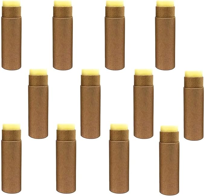 12 Pcs 0.3 Oz Paperboard Lip Balm Tubes 10ml Empty Cardboard Krafts Tubes Lipstick Tube Refillable Lip Gloss Container Solid Perfume Tubes Chapstick Container for DIY Cosmetic Samples Deodorant(Brown)-VivaGrace Women