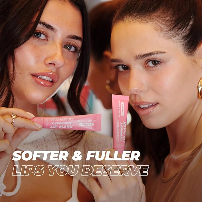 Vitamasques Overnight Lip Mask - Hydrating Vanilla Lip Balm Moisturizer with Vitamins & Natural Oil Hydrates, Nourishes & Plumps Lips Area - Korean Skin Care Lip Care Products (Pack of 3)-VivaGrace Women