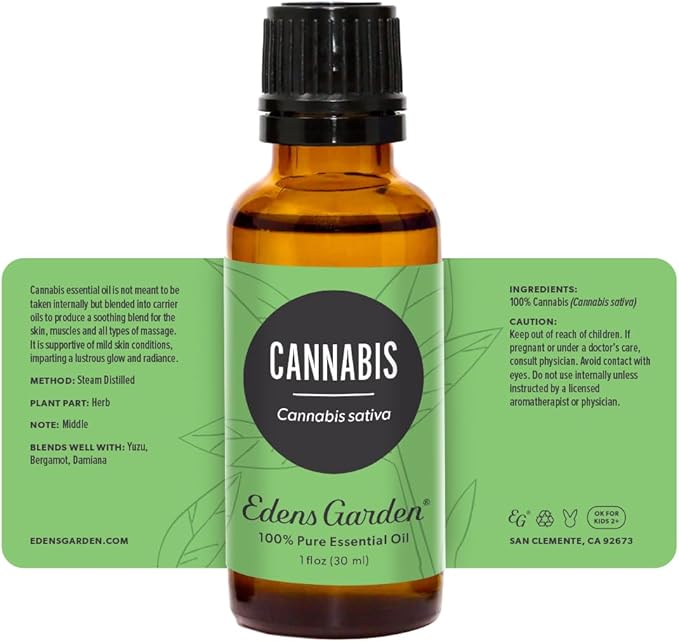 Edens Garden Cannabis Essential Oil- 100% Pure Premium Grade, Undiluted, Natural, Therapeutic, Aromatherapy, The Best for Diffuser, Skin, Candle, Humidifiers 30 ml (1 fl oz)-VivaGrace Women