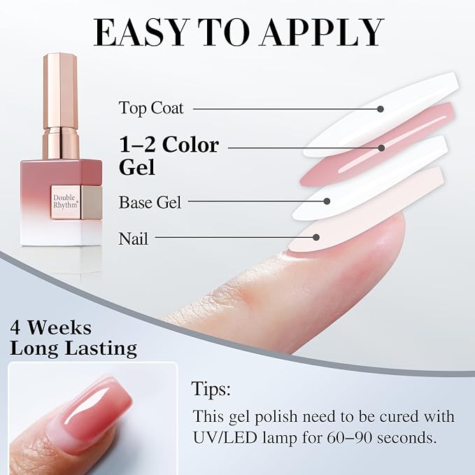 Double Rhythm 0.5Oz Gel Polish Translucent Sheer Neutral Natural Light Milky Same Color Same Bottle 15ML Jelly Gel Polish Art DIY at Home (Brown Purple-A1375)-VivaGrace Women