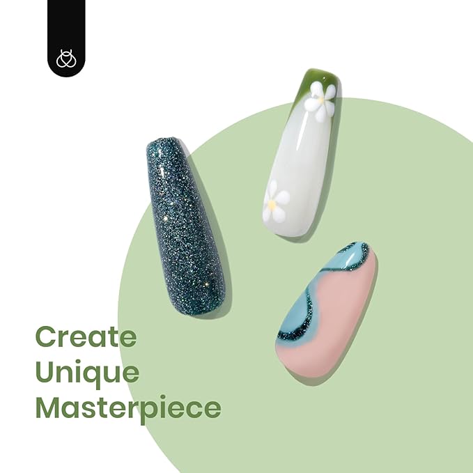 Beetles Green Gel Nail Polish Set - 6 Colors Green Gray Blue Glitter Nail Gel Polish Soak off Uv Gel Nail Art Manicure Gifts for Women-VivaGrace Women