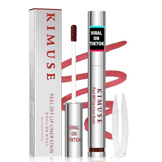 KIMUSE Peel Off Lip Stain, Long Lasting Lip Stain Peel Off with Tweezer, Waterproof Lip Liner Stain, Transfer-Proof, Highly Pigmented Color, Matte Finish-VivaGrace Women