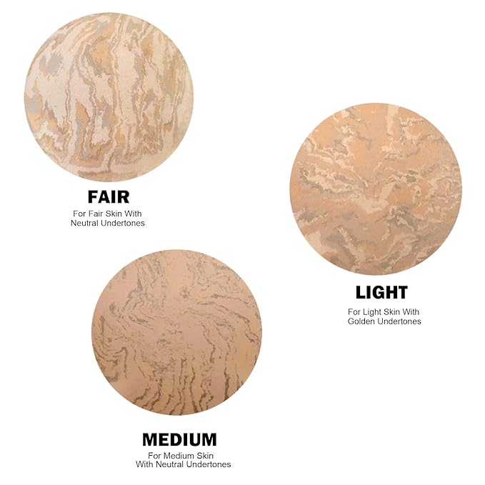 Marbleized Baked Foundation Makeup, Balance and Brighten Color Correcting Powder Foundation - Buildable Light to Medium Coverage - Demi-Matte Natural Finish (#002 LIGHT, 0.32 Oz)-VivaGrace Women