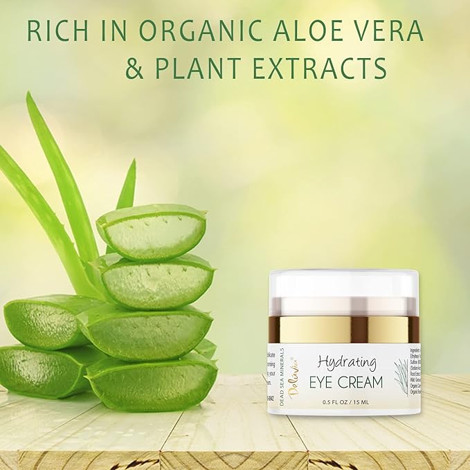 Deluvia Eye Cream Moisturizer, Under Eye and Around Eye Hydrating Eye Cream, Organic Aloe Vera, Vitamin E, Rosehip Seed Oil for Dry Skin and Wrinkles.(.5 Oz)-VivaGrace Women