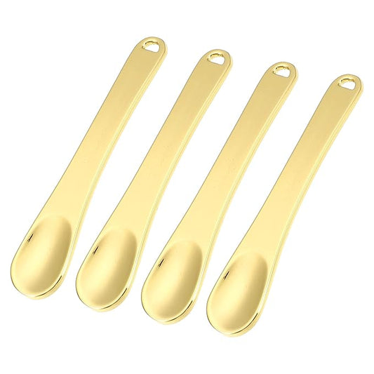 VOCOSTE 4 Pcs Makeup Spatula Mini Spoon, Eye Cream Massage Sticks Beauty Scoop, for Facial Cosmetic Face Cream, Zinc Alloy 2.32"x0.46", Gold Tone-VivaGrace Women