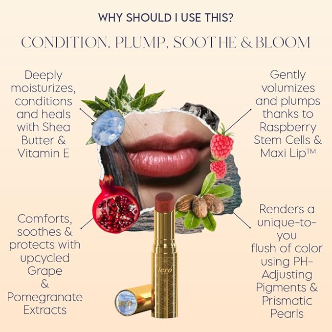 ieró Beauty Moonkissed Luminous PH Tinted Lip Balm w/Shea Butter & Vitamin E, Lip Care Moisturizer, Lip Plumper for Soft & Supple Lips, Paraben Free, Vegan, Sheer Red w/Copper-Red Shimmer-VivaGrace Women