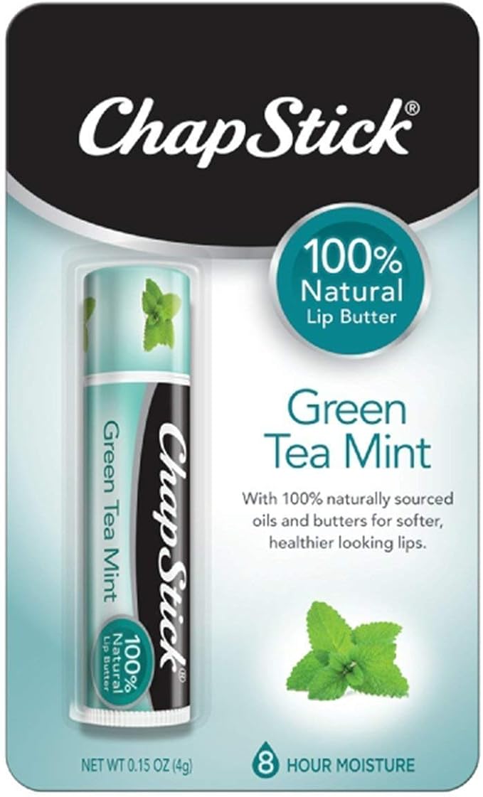 ChapStick 100% Natural Lip Butter, Green Tea Mint, 0.15 oz (Pack of 12)-VivaGrace Women
