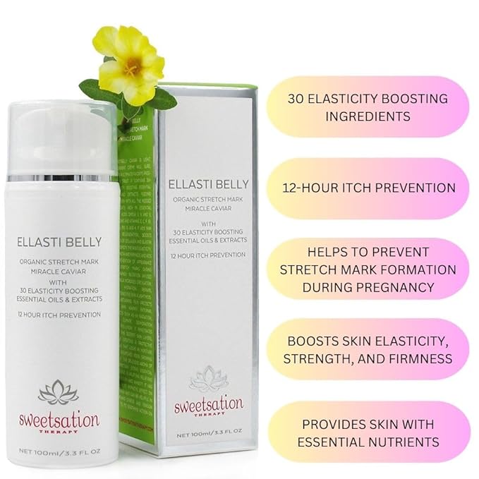 Ellasti Belly Organic Stretch Mark Miracle Caviar, 3.3oz Prevent stretch marks during pregnancy. Boost skin elasticity.-VivaGrace Women
