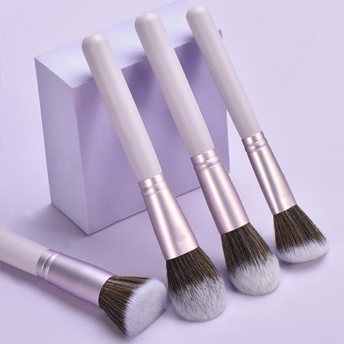 10 Piece Purple Makeup Brushes - Wooden Handle with Soft Synthetic Bristles,for Face & Eye Makeup|Professional Makeup Brushes set for Women & Girls|-VivaGrace Women