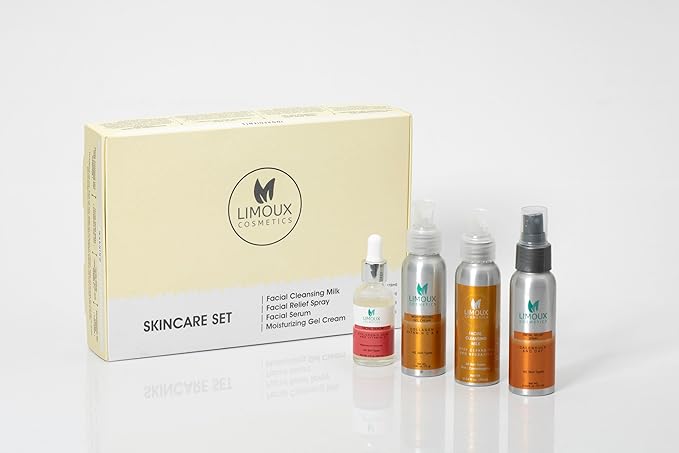Daily Skincare Set - Hydrating, Anti-Aging- Multi-benefitial kit, 4 pcs:Deep Cleanser, Facial Relief Spray, Face Serum, Moisturizing Cream -Paraben Free, Silicone Free, Vegan-VivaGrace Women