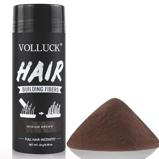 VOLLUCK Hair Fibers for Thinning Hair, Instant Coverage Hair Building Fibers for Women and men, Natural Hair Powder for Conceal Hair Loss 28 g (Medium Brown)-VivaGrace Women