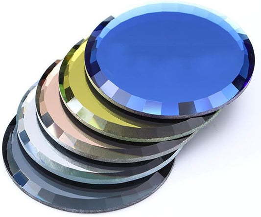 5Pcs Mirror Empty Nail Art Palettes Plate Round Glass Manicure Palette Nail Art Display Tray Board Holder Gel Polish Drawing Color Mixing Palette for Women Beauty Tool, Assorted Color-VivaGrace Women