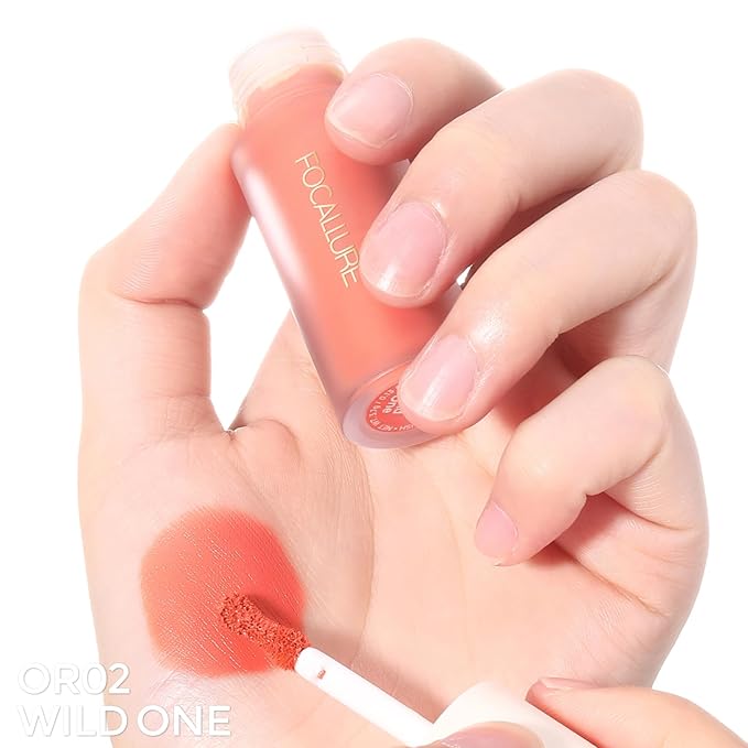 FOCALLURE Silky Cream Liquid Blush,Leaving a Matte Dewy Makeup Look,Easy to Apply and Create a Natural Flush,Long Lasting and Lightweight Cheek Blush Face Makeup,WILD ONE-VivaGrace Women