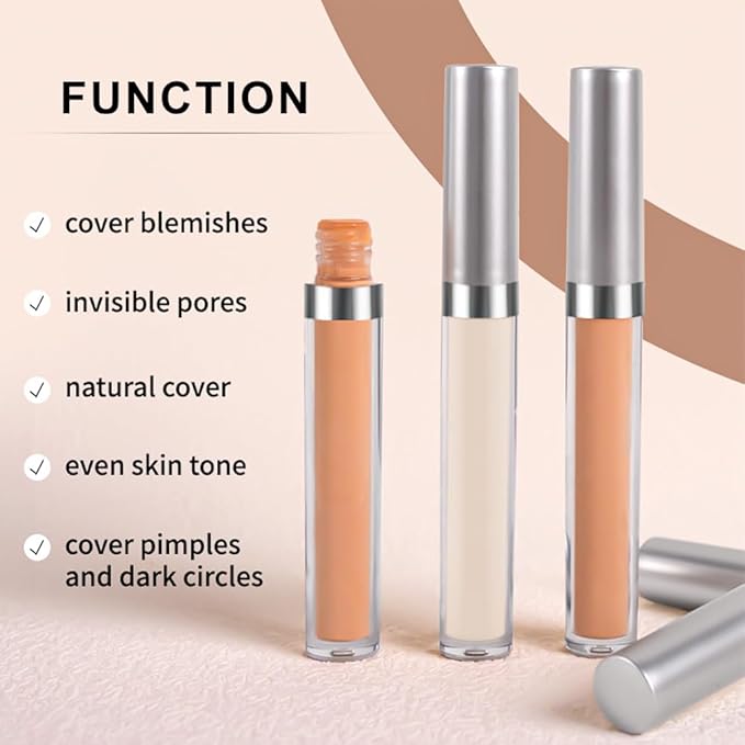 Kaely 2Pcs Hydrating Concealer Wand,Full Coverage Liquid under Eye Concealer,Long Lasting Waterproof Primer Makeup for Dark Circles and Puffiness Trouble Spots Redness,Eye Ring corrector de ojeras 01-VivaGrace Women