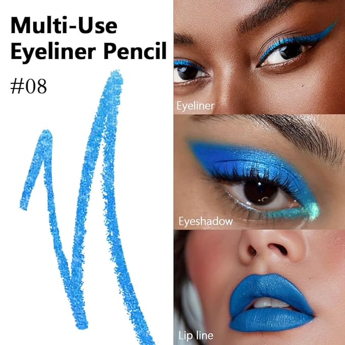 evpct Deep Sea Blue Gel Eyeliner Pencil for Women Waterline Waterproof Smudge Proof Eye Makeup Liners, Blue Mascara Eye Liner Gel Liner Eyeliner with Sharpener delineador de ojos contra el agua 08