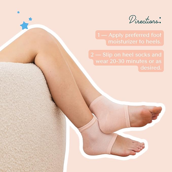 Bare August Moisturizing Heel-Repair Gel Socks – Overnight Spa Sleep Socks for Dry, Cracked Heels & Soft Feet-VivaGrace Women