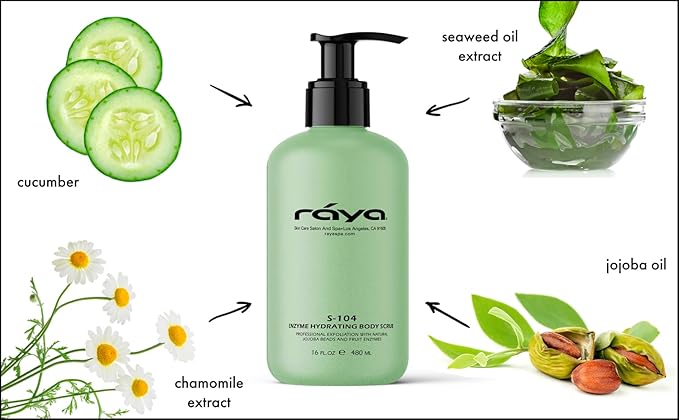 RAYA Enzyme Hydrating Body Scrub 16 oz Cucumber Scent (S-104) | Gentle and Exfoliating Body Scrub | Made with Seaweed, Jojoba Beads, and Fruit Enzymes-VivaGrace Women